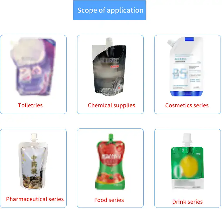 Types of pouches compatible with the 4-head spout pouch filling machine
