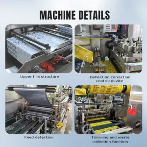 Yundu four-side-seal pouch packaging machine with detailed components.