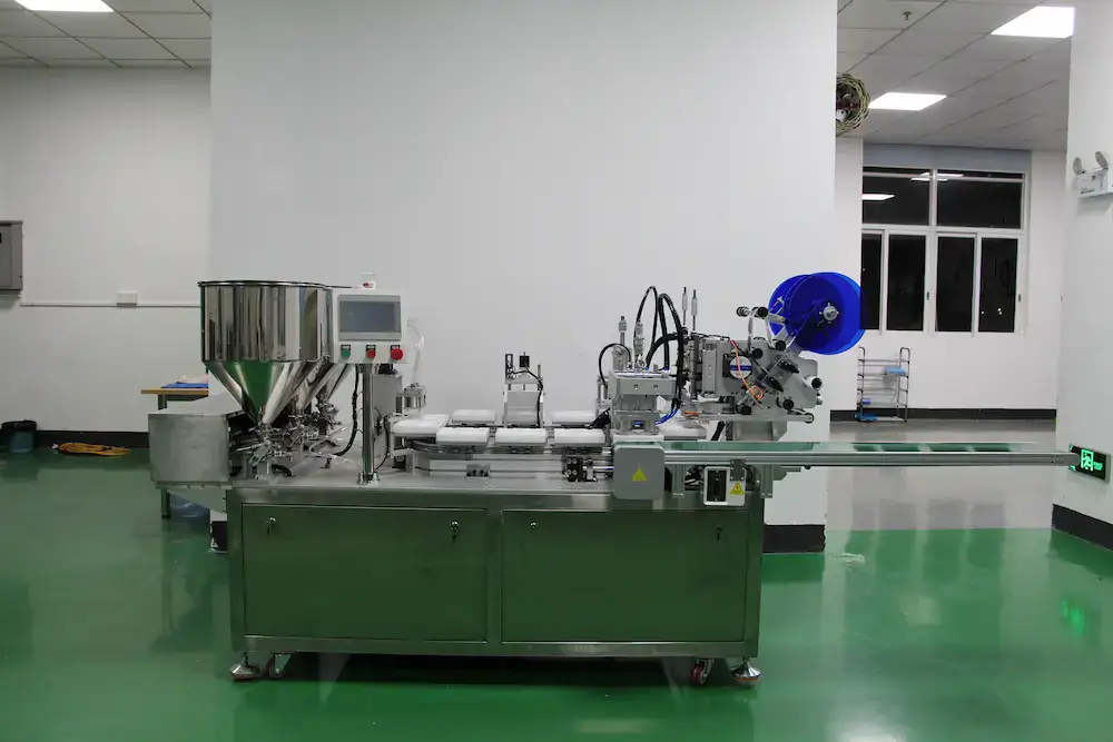 GZQD-200TC 2-out air cushion filling machine with extra heat sealing module, automatic filling sealing labeling to prevent BB cream oxidation and leakage